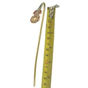 Vintage Shepards Hook enamel violin 6” gold tone bookmark.